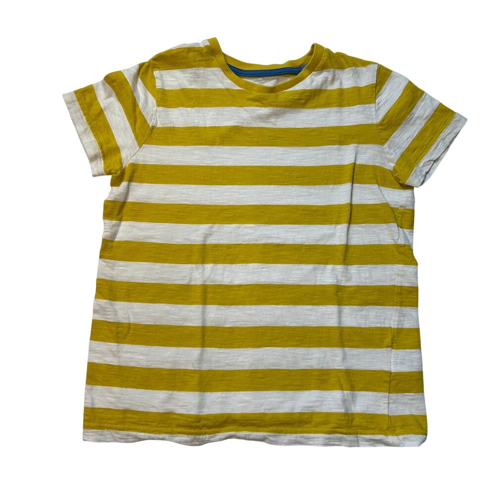 Mini Boden Yellow & White Striped T-Shirt - Size 9-10Y